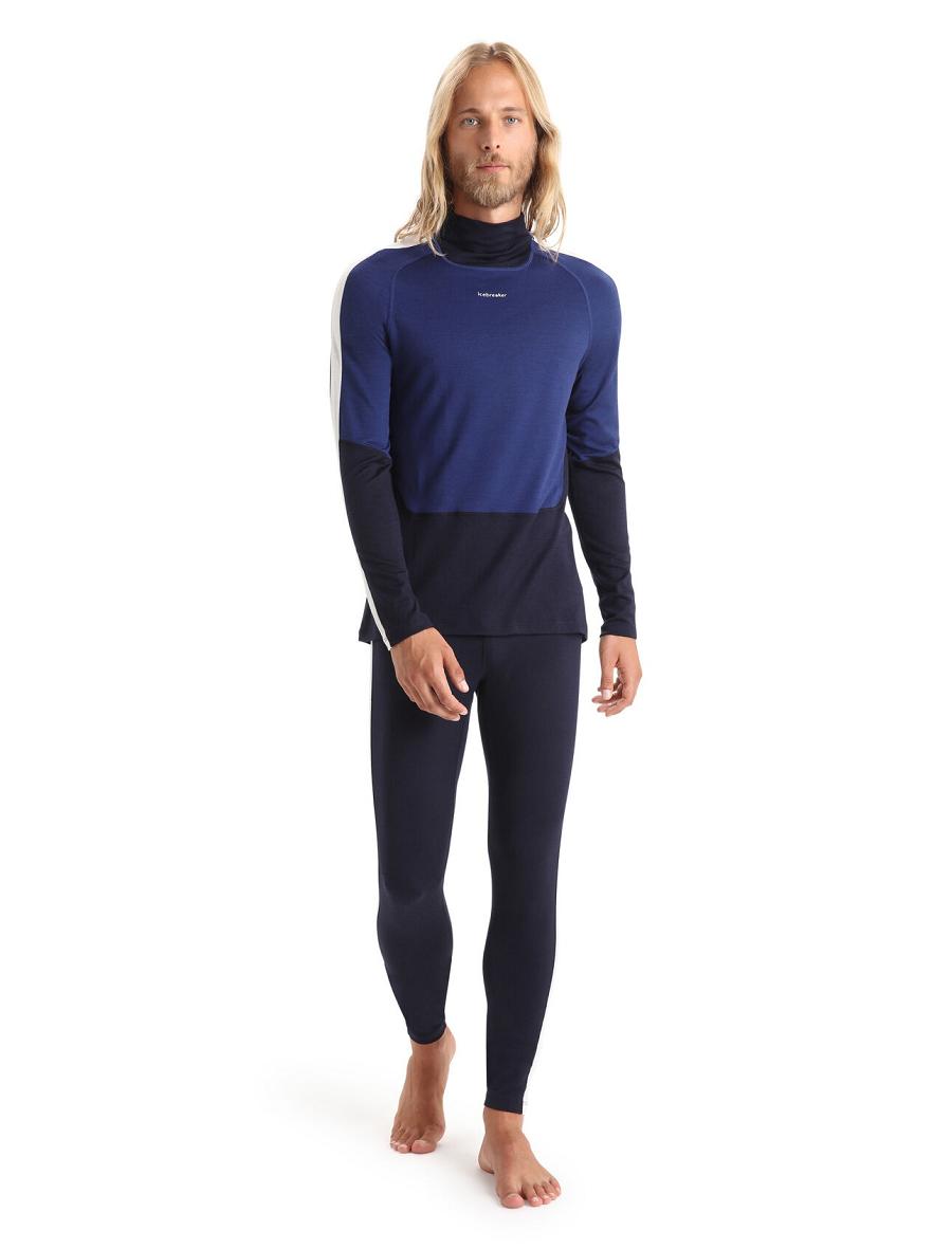 Icebreaker Merino 200 Sonebula Long Sleeve High Neck Thermal Top Miesten Base Layers Laivastonsininen Kuninkaallinen Sininen Laivastonsininen | FI 1346CTVE